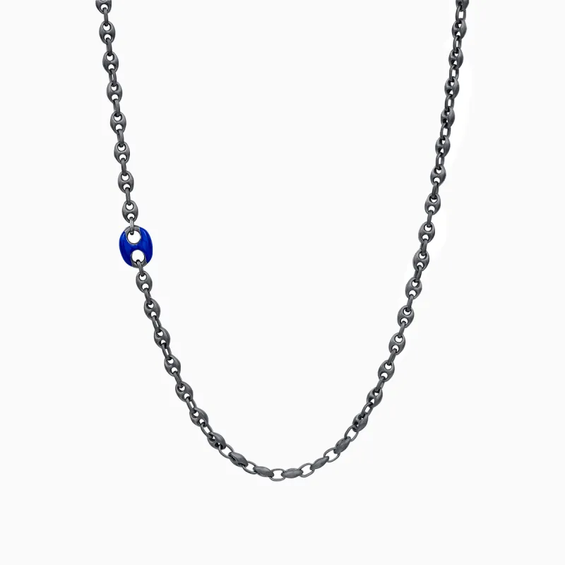 ULYSSES Enamaled Single Marine Chain With Blue Enamel sold by Marco Dal Maso