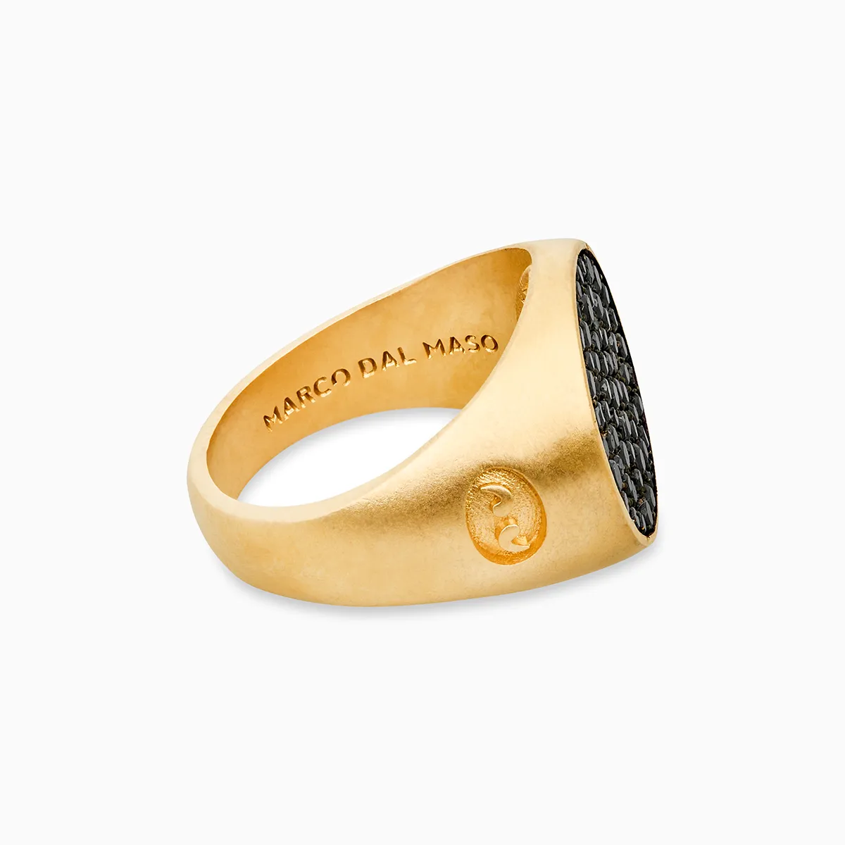 MONETA 18K Yellow Gold Matte Vermeil And Black Diamonds Signet Ring sold by Marco Dal Maso product image thumbnail 3