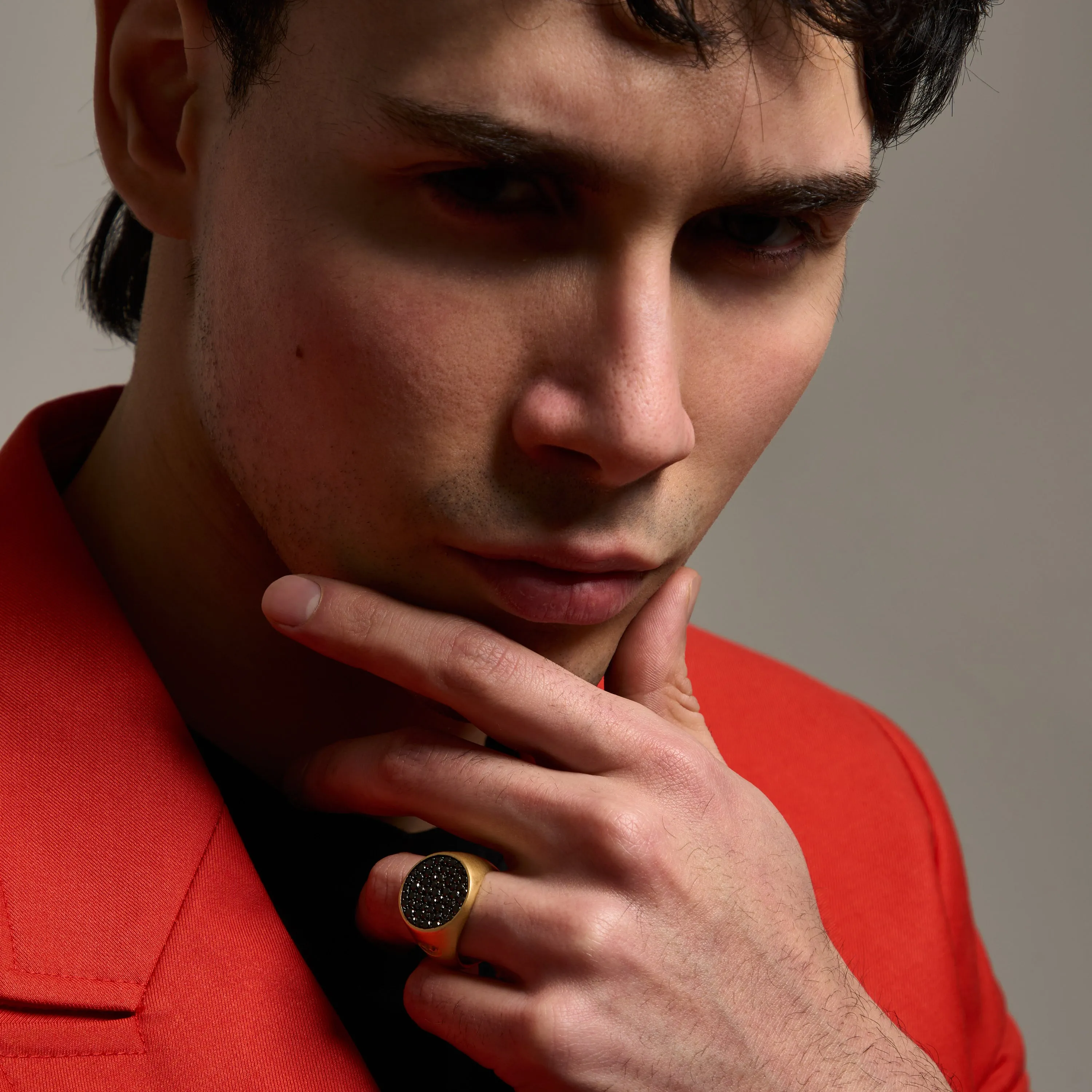 MONETA 18K Yellow Gold Matte Vermeil And Black Diamonds Signet Ring sold by Marco Dal Maso product image thumbnail 2