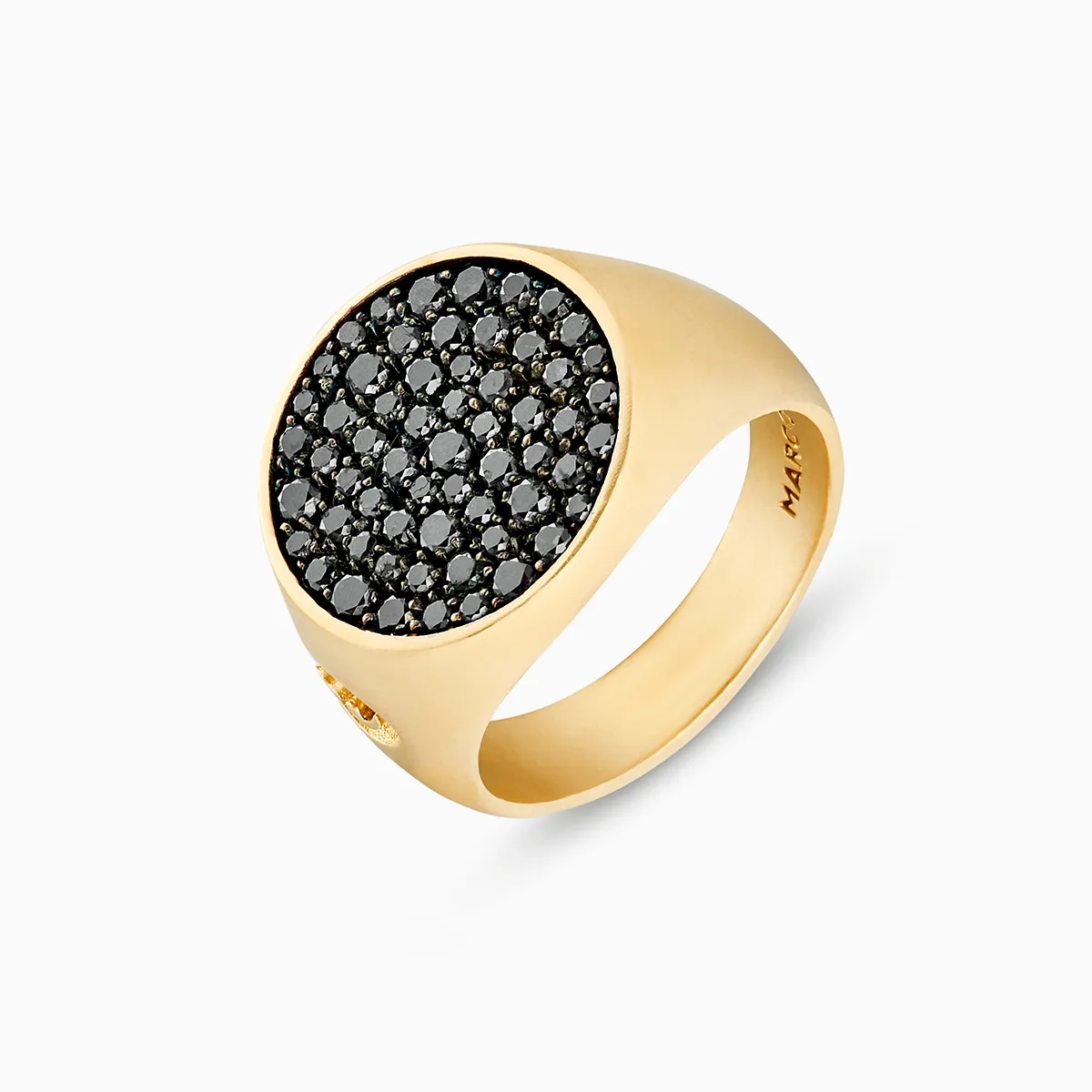 MONETA 18K Yellow Gold Matte Vermeil And Black Diamonds Signet Ring sold by Marco Dal Maso