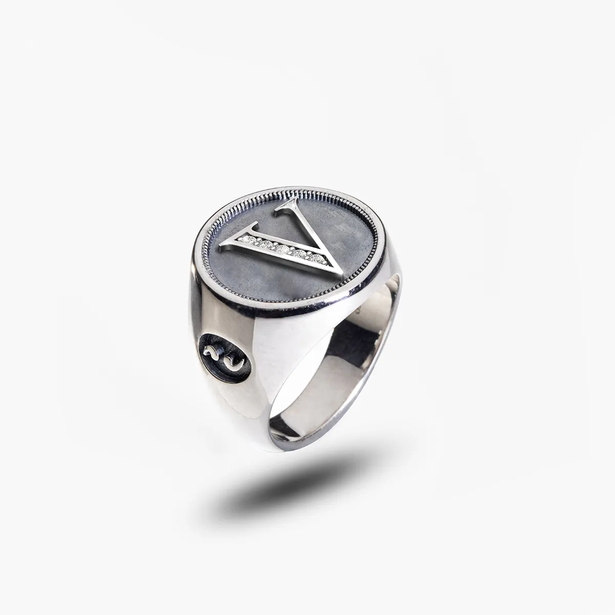 MONETA Silver Initial V Ring sold by Marco Dal Maso