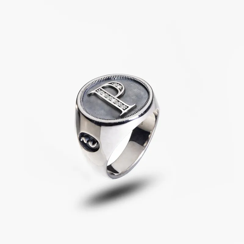 MONETA Silver Initial P Ring sold by Marco Dal Maso