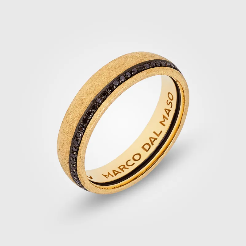 CONTINUUM 18K Brushed Yellow Gold, Black Diamonds & Black Enamel Wide Band sold by Marco Dal Maso