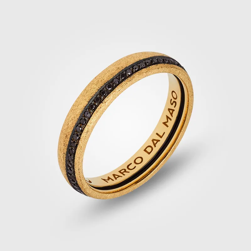 CONTINUUM 18K Brushed Yellow Gold, Black Diamonds & Black Enamel Band sold by Marco Dal Maso