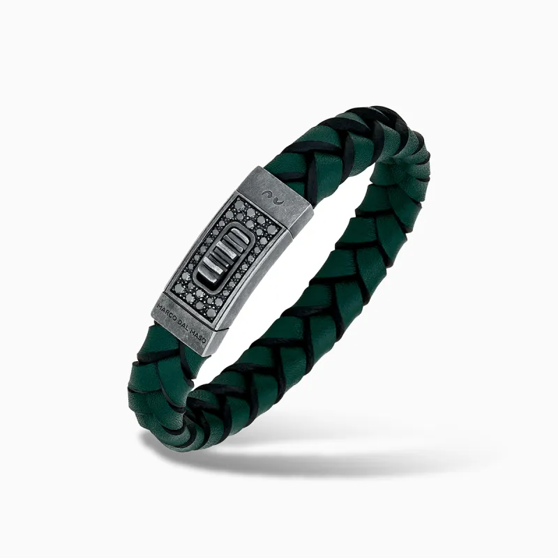 GLADIATOR Black Diamonds & Green Leather Bracelet sold by Marco Dal Maso