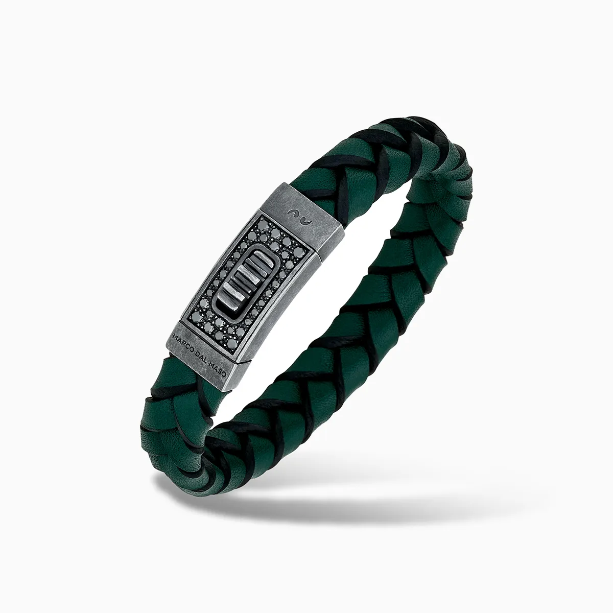 GLADIATOR Black Diamonds & Green Leather Bracelet sold by Marco Dal Maso product image thumbnail 3