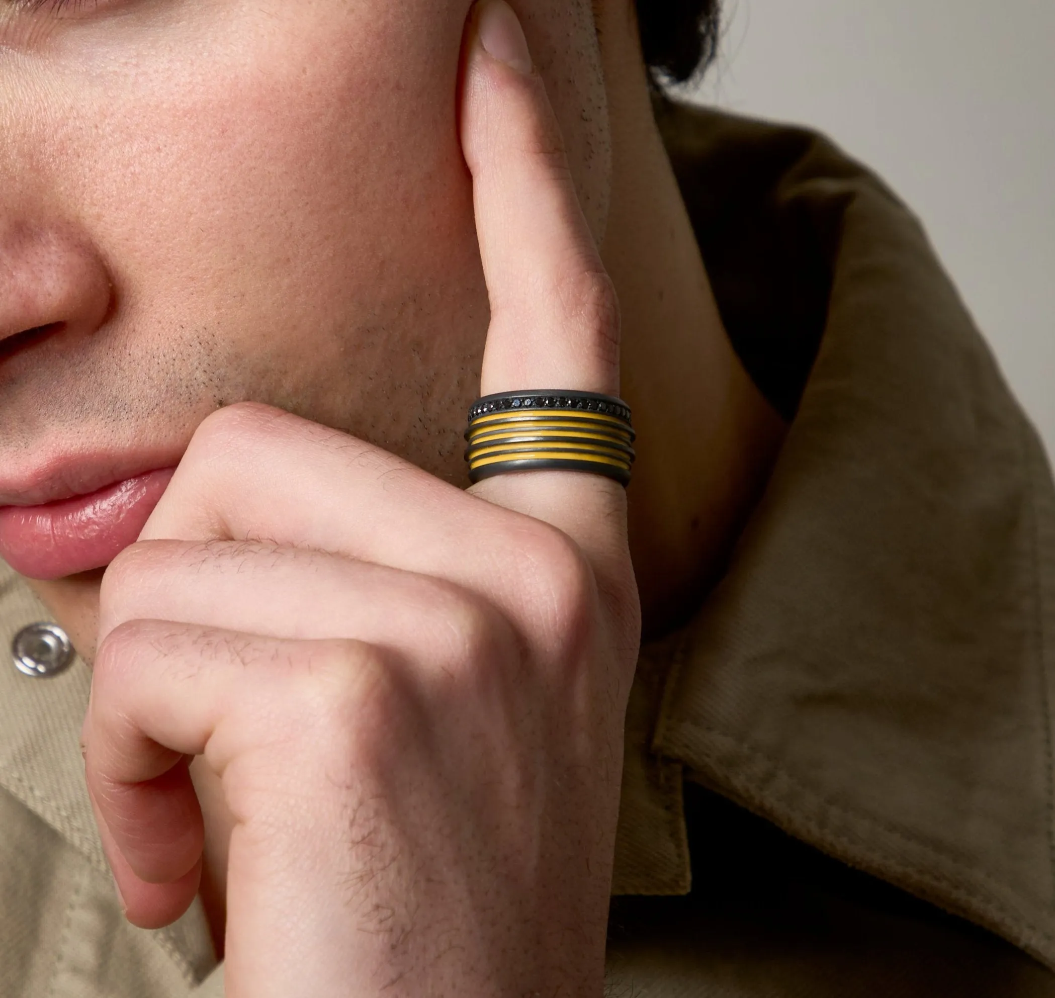 ACIES Band With Black Diamonds And Yellow Enamel sold by Marco Dal Maso product image thumbnail 2