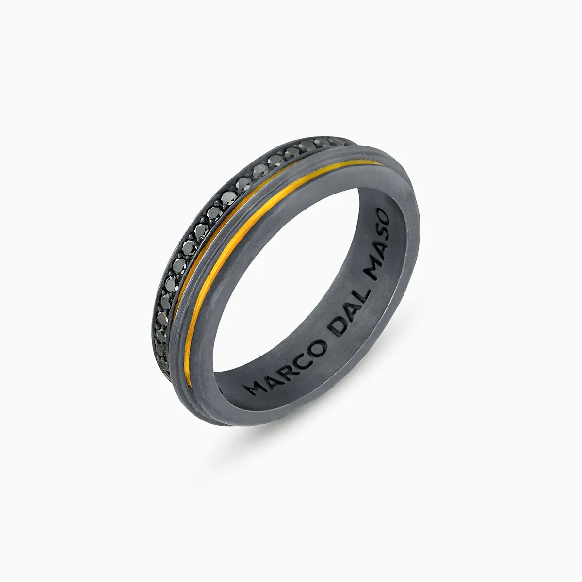 ACIES Slim Band With Black Diamonds And Yellow Enamel sold by Marco Dal Maso