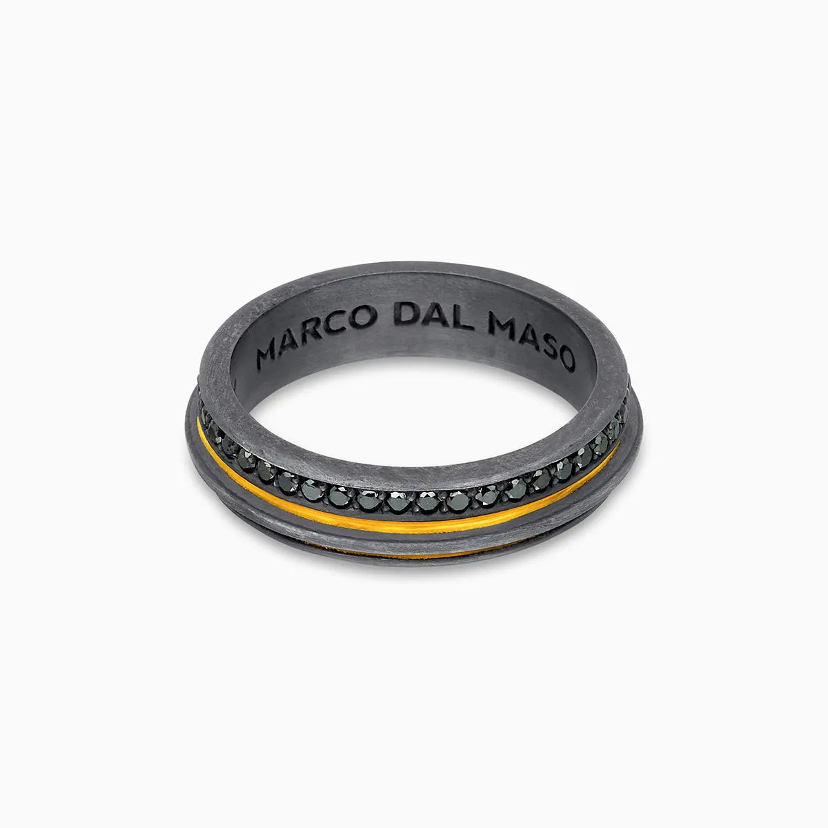ACIES Slim Band With Black Diamonds And Yellow Enamel sold by Marco Dal Maso product image thumbnail 3