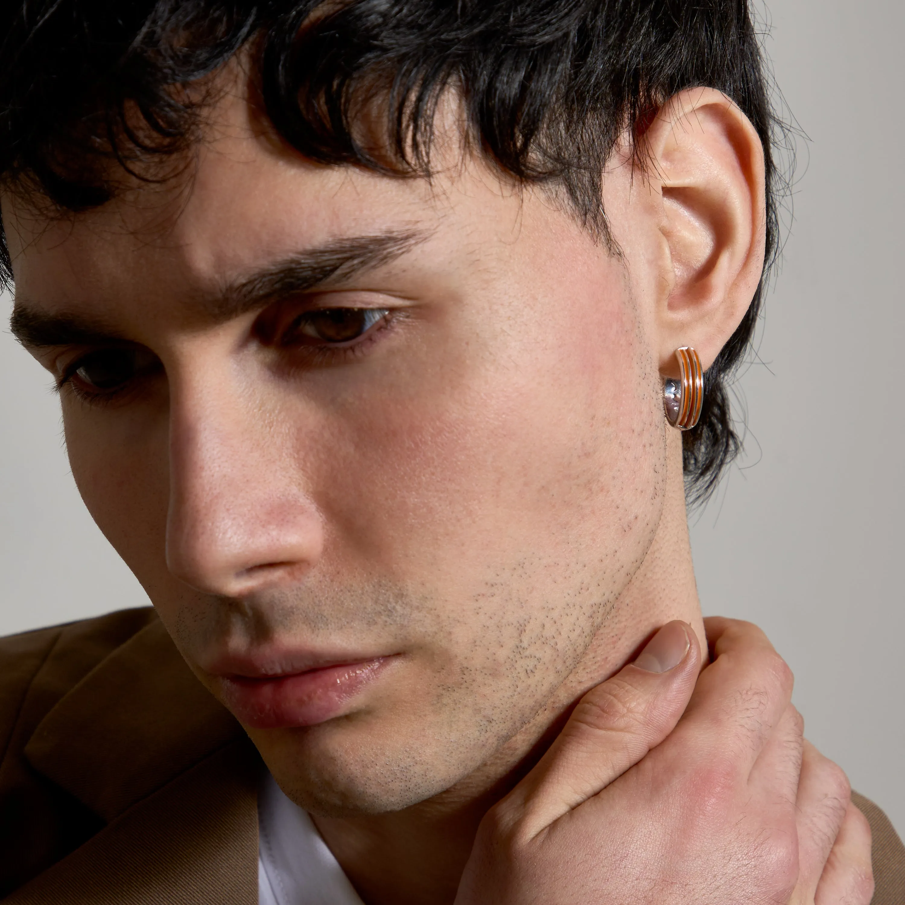 ACIES Large Hoop Earring With Orange Enamel sold by Marco Dal Maso product image thumbnail 2