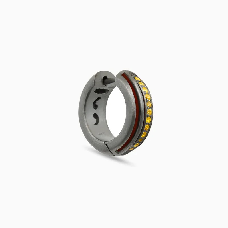 ACIES Black Matte Silver Earring With Yellow Sapphires And Brown Enamel sold by Marco Dal Maso