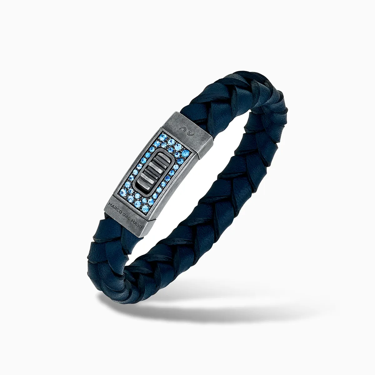GLADIATOR Blue Sapphires and Blue Leather Bracelet sold by Marco Dal Maso