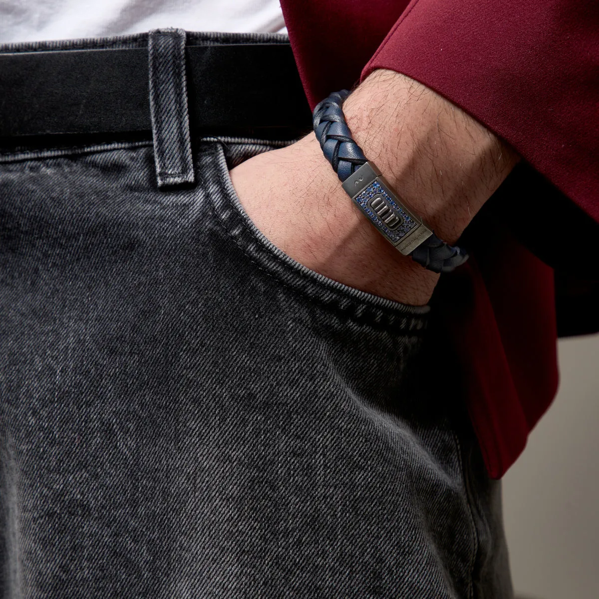 GLADIATOR Blue Sapphires and Blue Leather Bracelet sold by Marco Dal Maso product image thumbnail 2