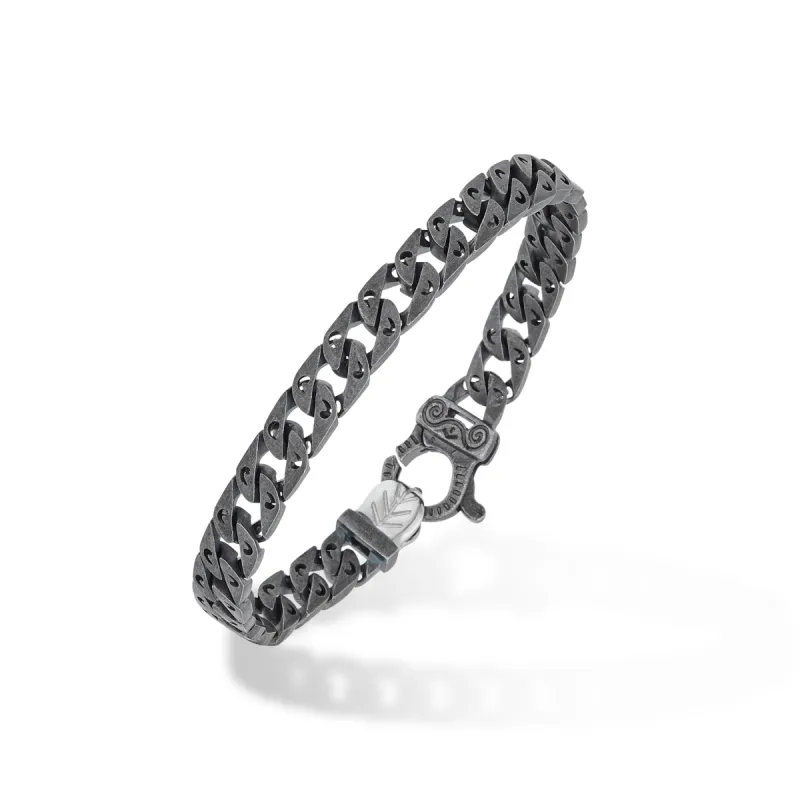 FLAMING TONGUE Oxidized and Polished Bracelet with Black Diamonds sold by Marco Dal Maso
