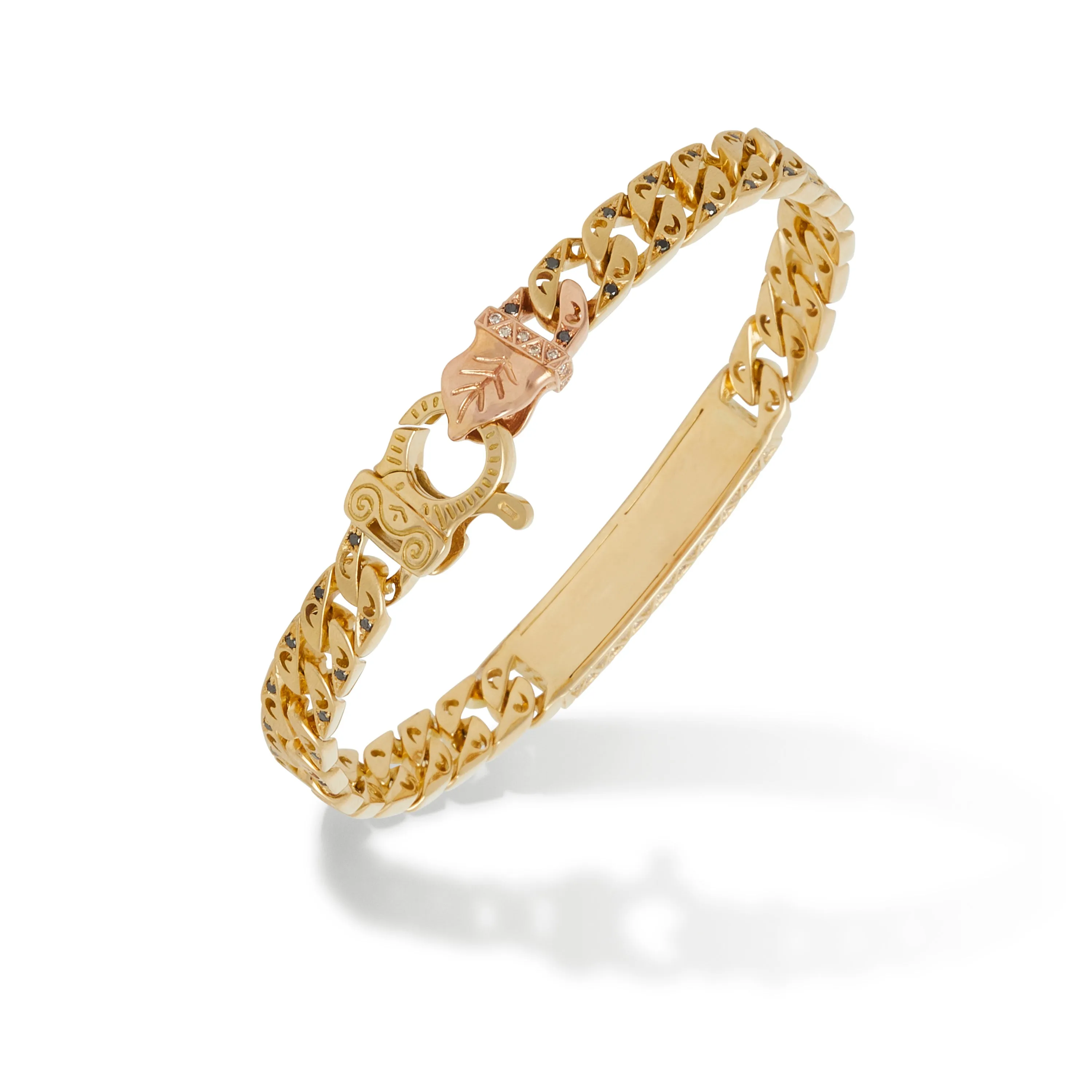 FLAMING TONGUE 18K Yellow Gold Black Diamond ID Bracelet sold by Marco Dal Maso product image thumbnail 3