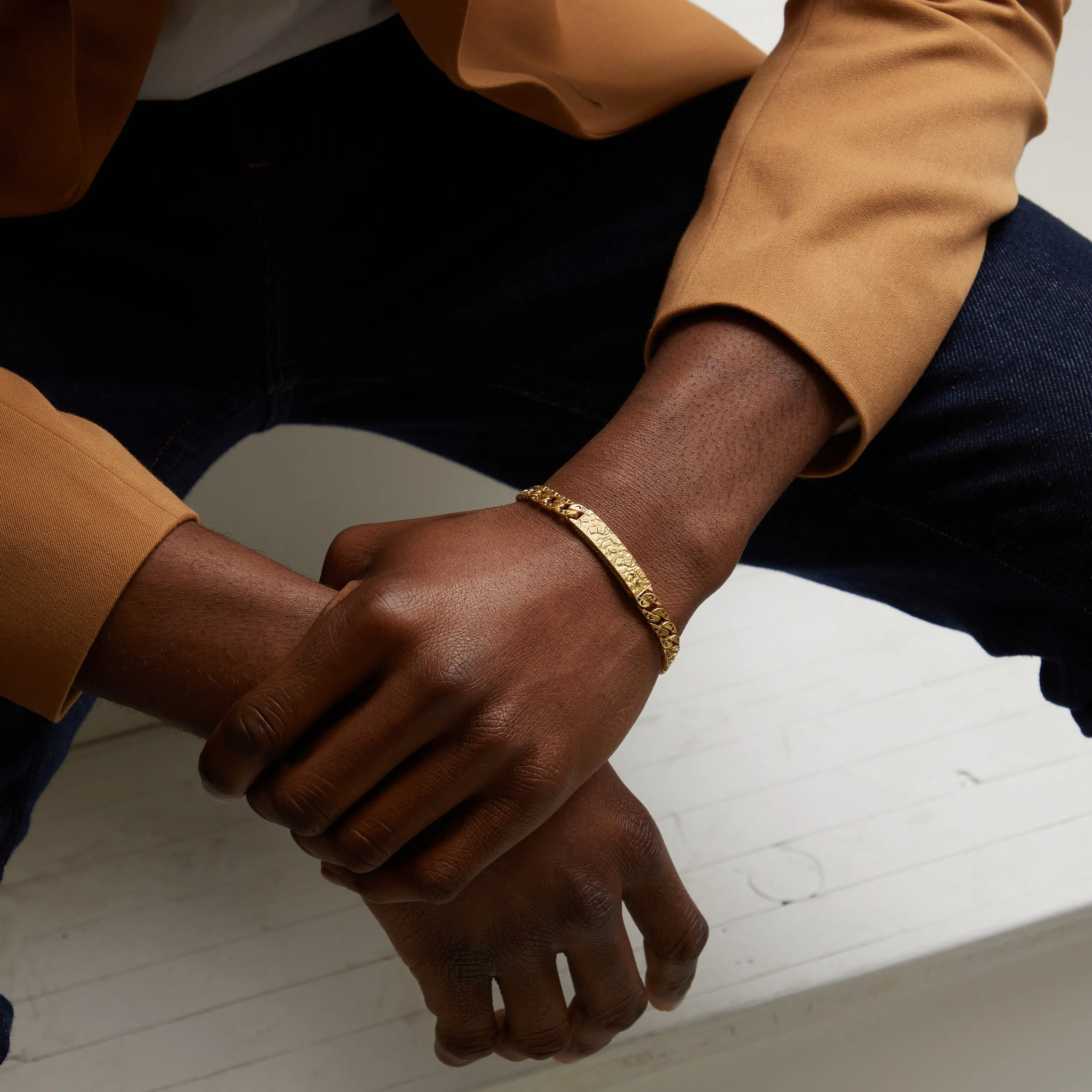 FLAMING TONGUE 18K Yellow Gold Black Diamond ID Bracelet sold by Marco Dal Maso product image thumbnail 2