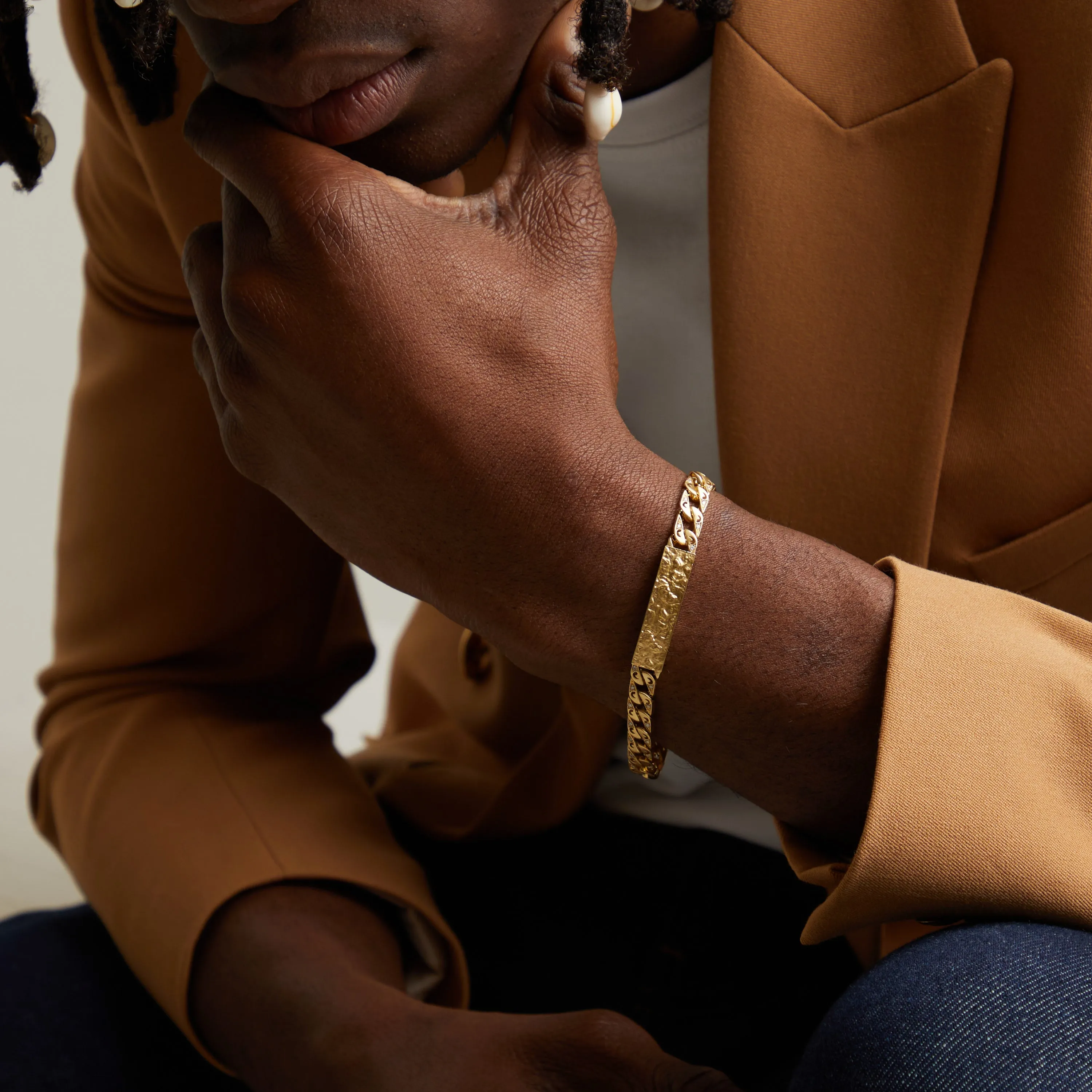 FLAMING TONGUE 18K Yellow Gold White Diamond ID Bracelet sold by Marco Dal Maso product image thumbnail 2