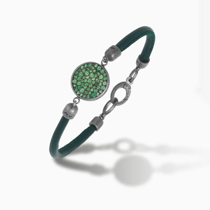 MONETA Tsavorite & Green Leather Bracelet sold by Marco Dal Maso