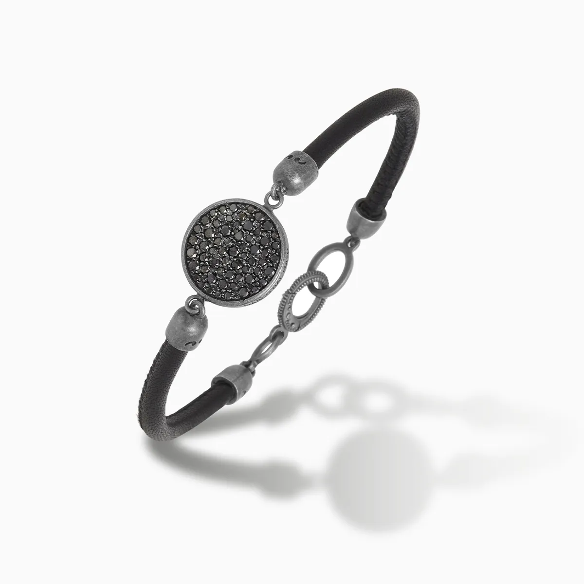 MONETA Black Diamonds & Black Leather Bracelet sold by Marco Dal Maso