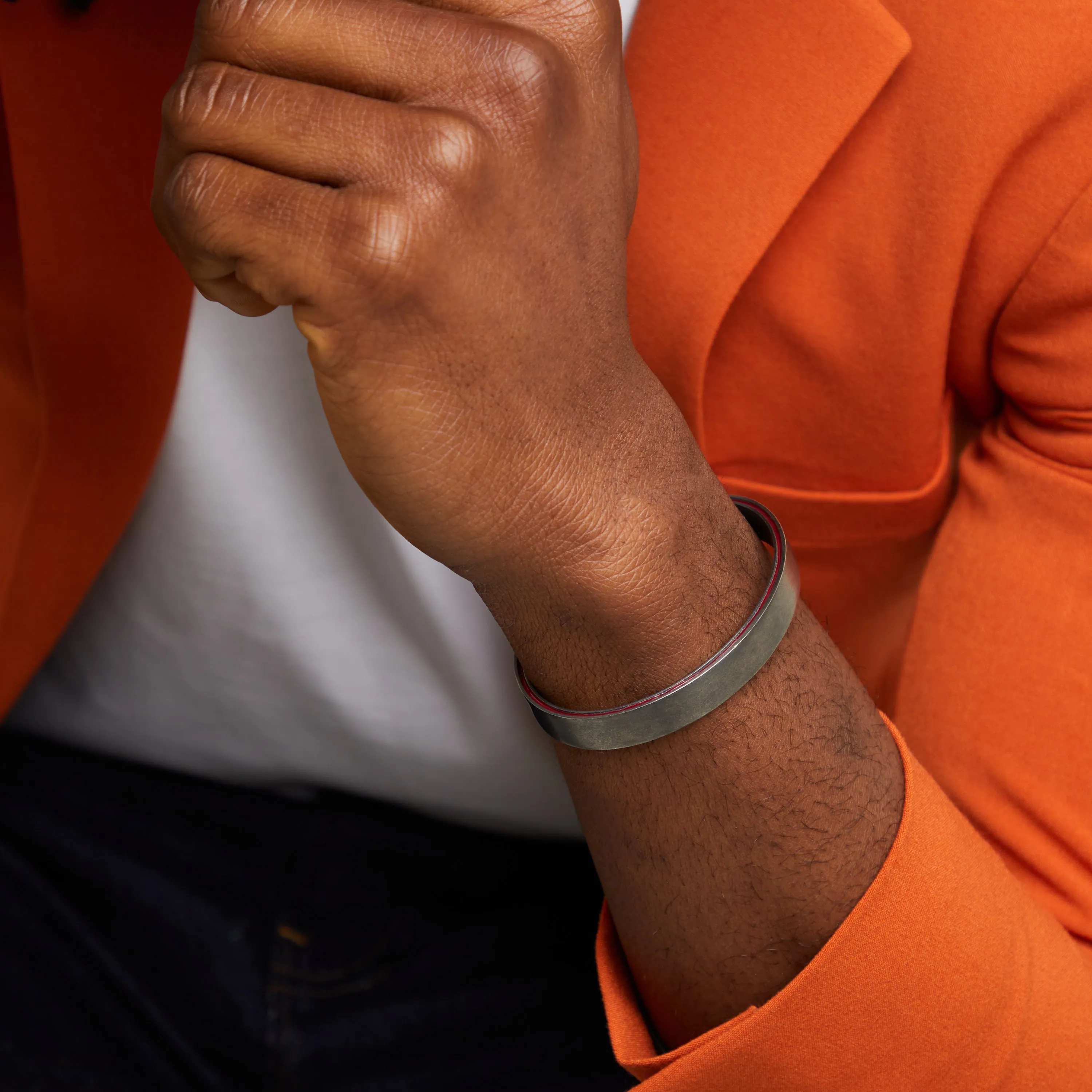 ELAN Wide Cuff with Red Enamel sold by Marco Dal Maso product image thumbnail 2