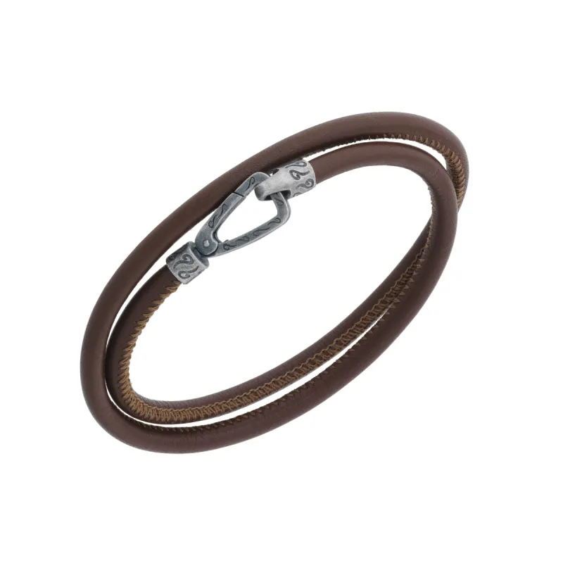 Lash Smooth Double Leather Cord Bracelet with Brown Leather sold by Marco Dal Maso