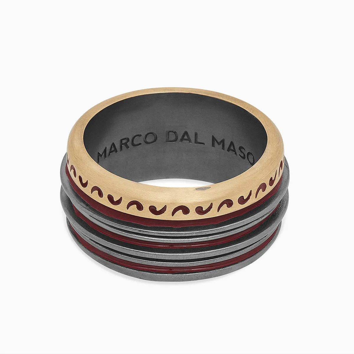 ACIES Mixed Metal Band with 18K Brushed Yellow Gold and Red Enamel sold by Marco Dal Maso product image thumbnail 3