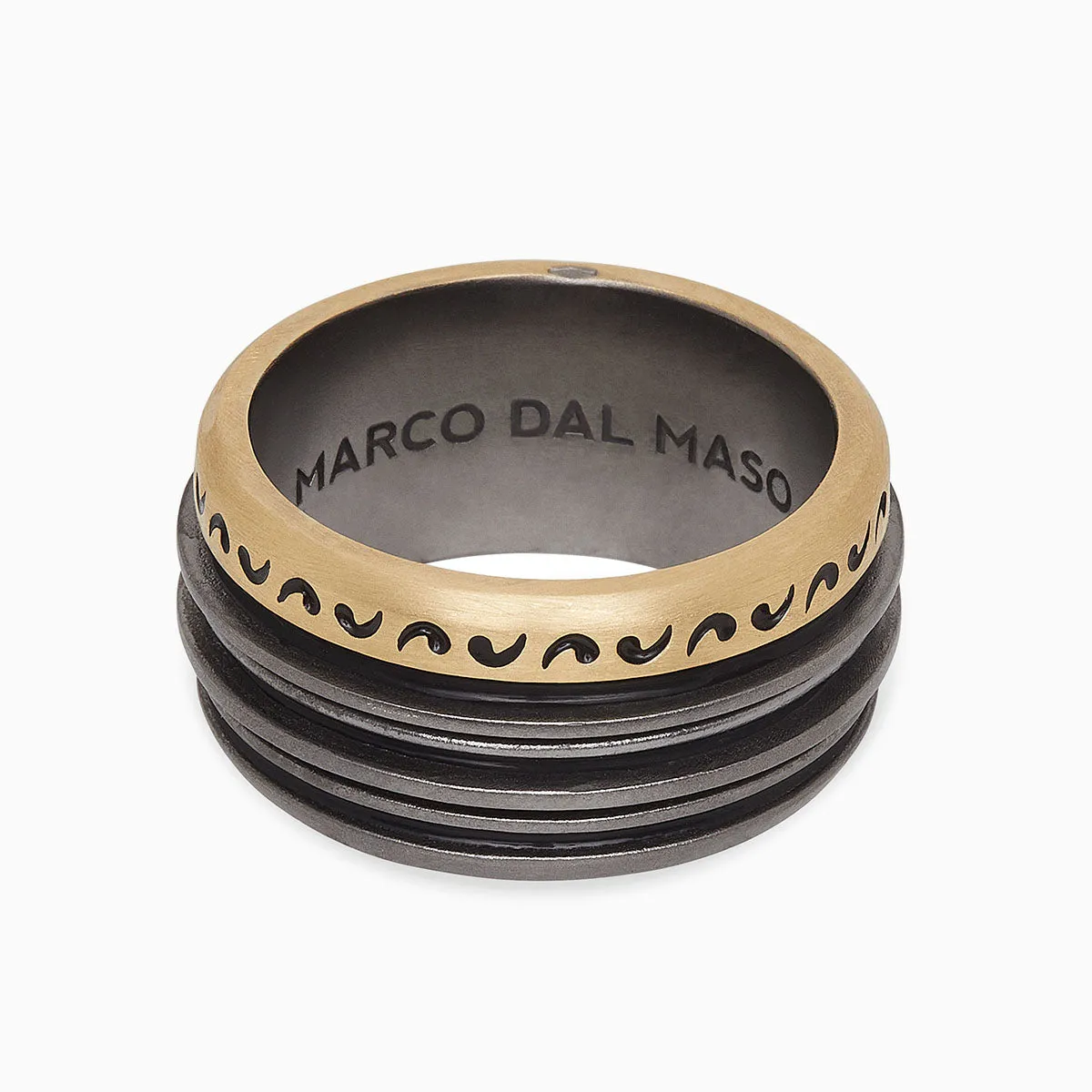 ACIES Mixed Metal Band with 18K Brushed Yellow Gold and Black Enamel sold by Marco Dal Maso product image thumbnail 3