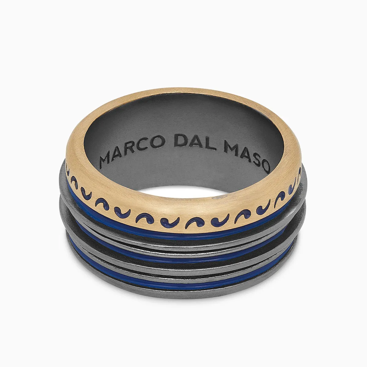 ACIES Mixed Metal Band with 18K Brushed Yellow Gold and Blue Enamel sold by Marco Dal Maso product image thumbnail 3
