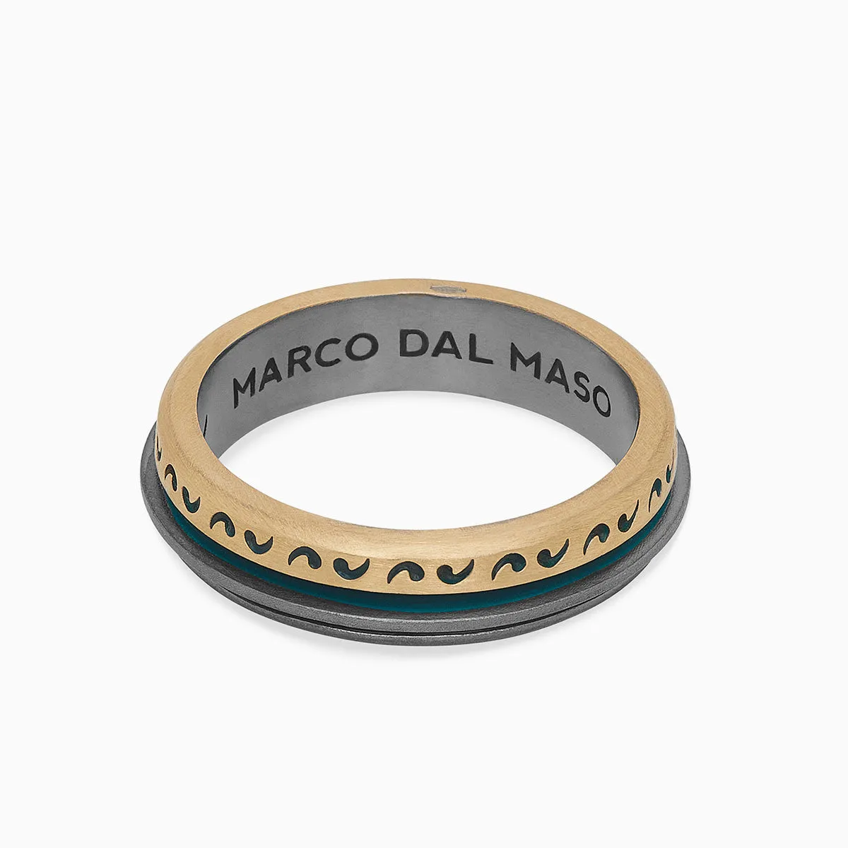 ACIES Mixed Metal Slim Band with 18K Brushed Yellow Gold and Green Enamel sold by Marco Dal Maso product image thumbnail 3