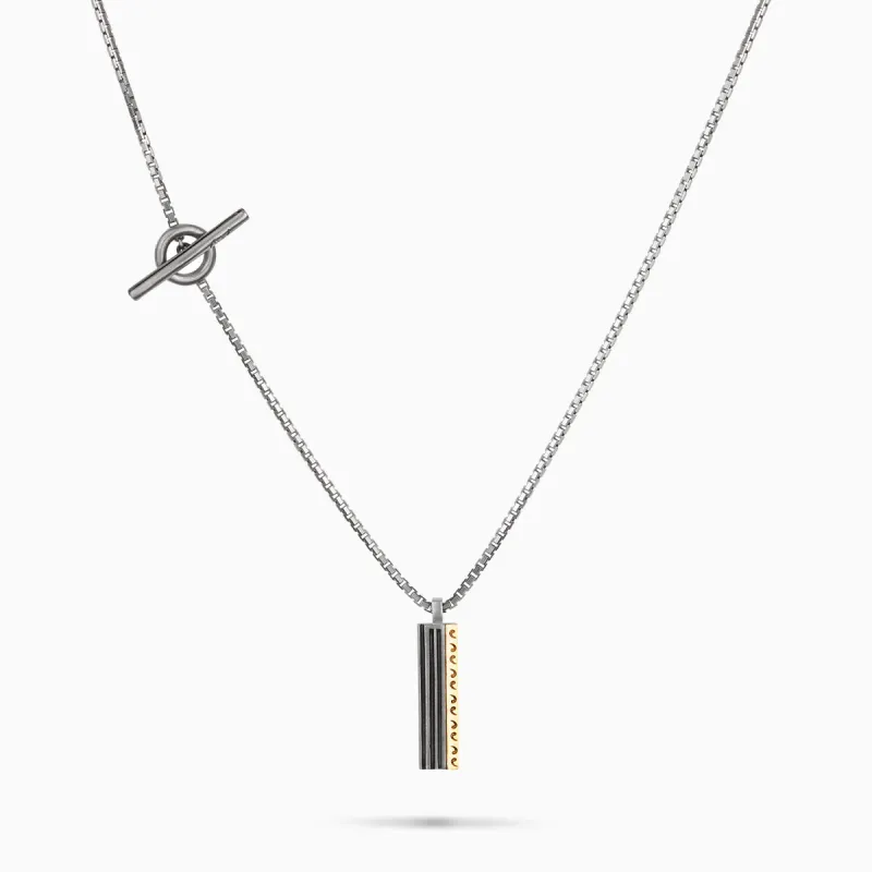 ACIES Mixed Metal Pendant with 18K Brushed Yellow Gold and Black Enamel sold by Marco Dal Maso
