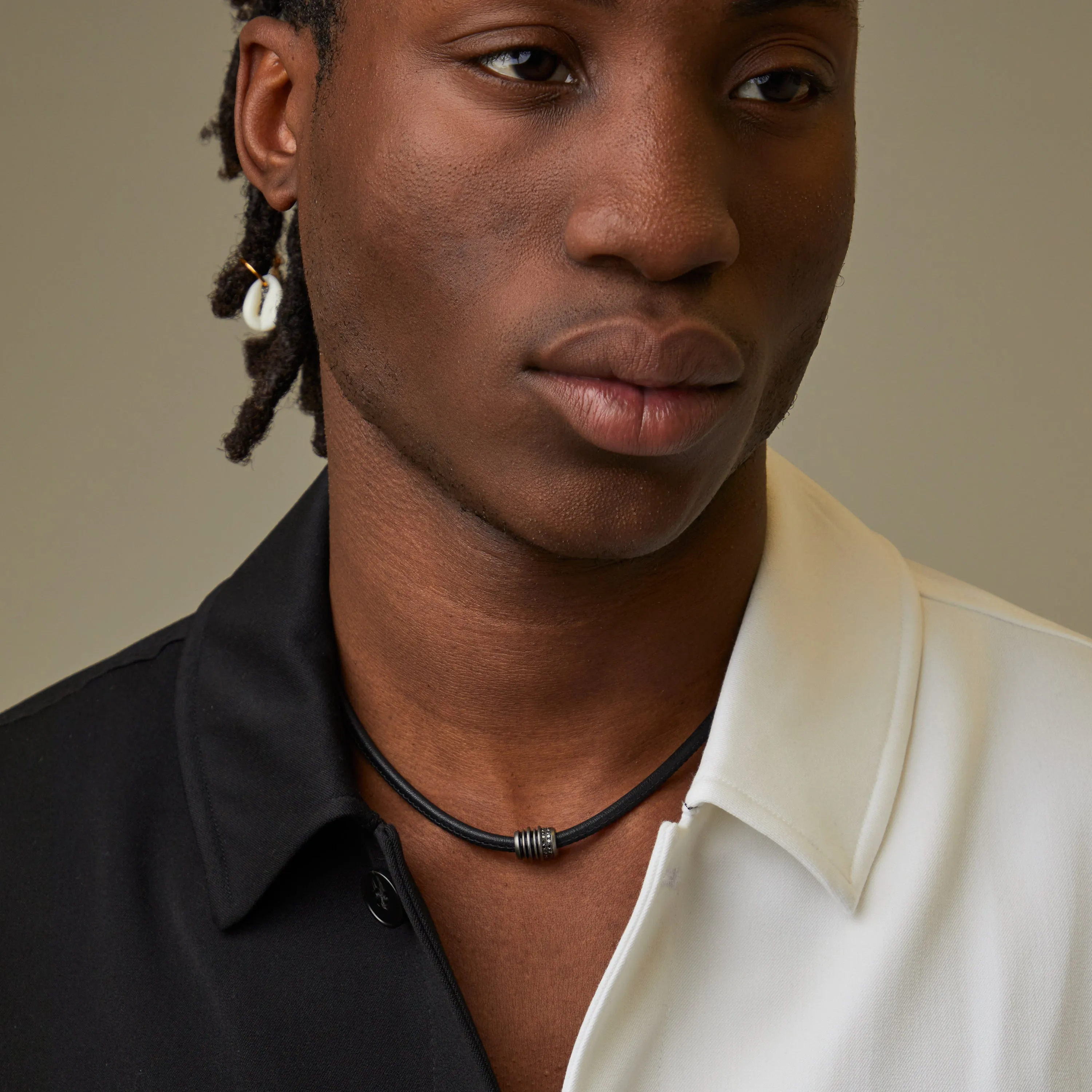 ACIES Triple Black Matte Roller Necklace with Black Diamonds and Black Enamel sold by Marco Dal Maso product image thumbnail 2