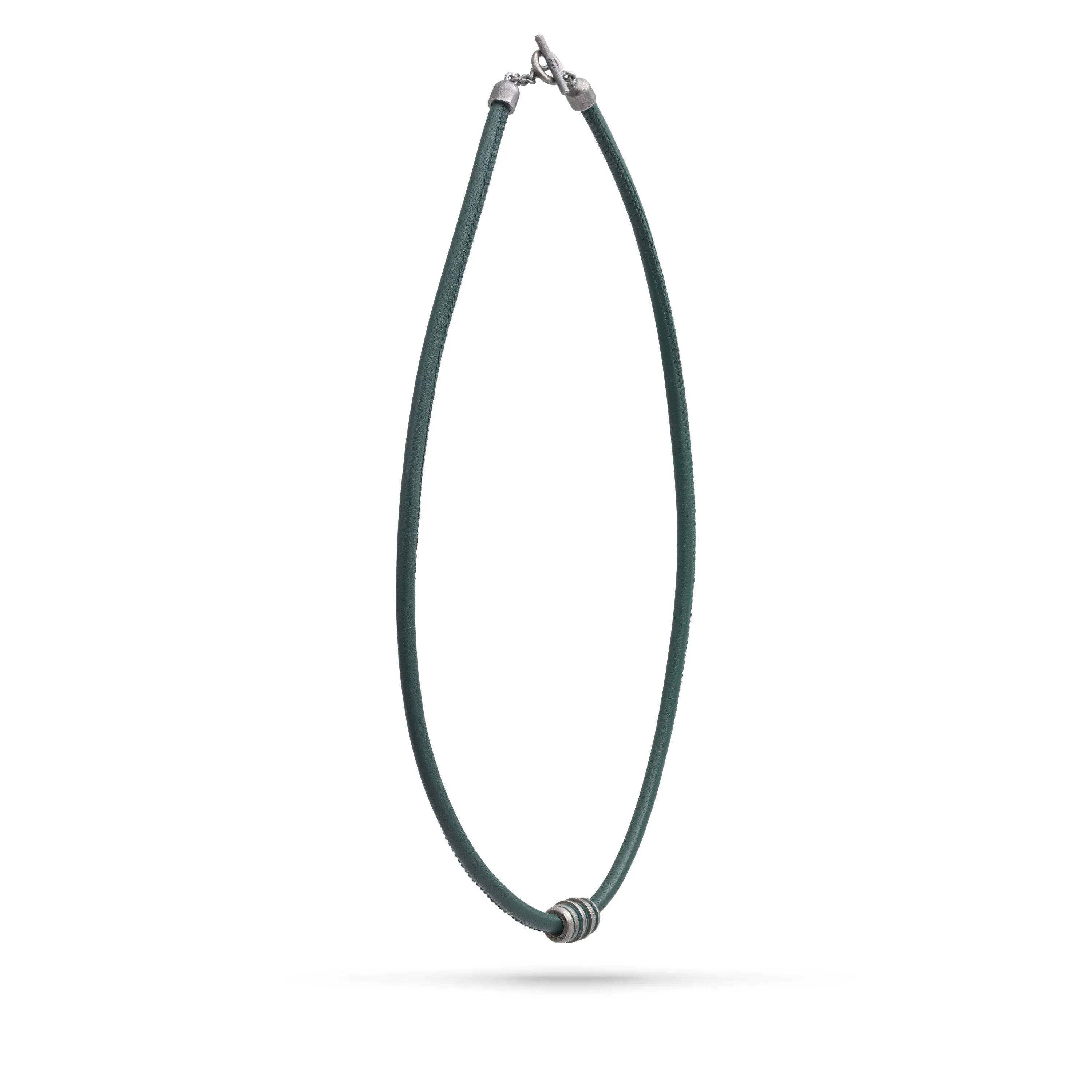 ACIES Roller Neckalce with Green Enamel and Leather sold by Marco Dal Maso product image thumbnail 3