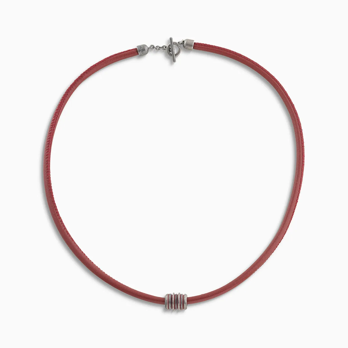 ACIES Roller Neckalce with Red Enamel and Leather sold by Marco Dal Maso