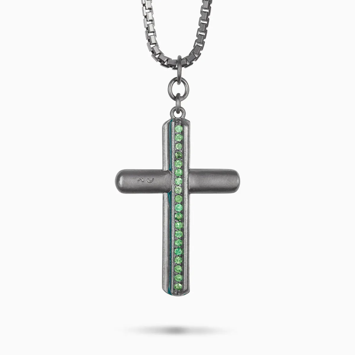 ACIES Cross Pendant with Tsavorite and Green Enamel sold by Marco Dal Maso product image thumbnail 3