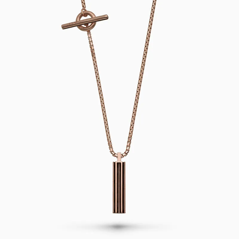 ACIES Rose Vermeil Pendant Necklace with Brown Enamel sold by Marco Dal Maso