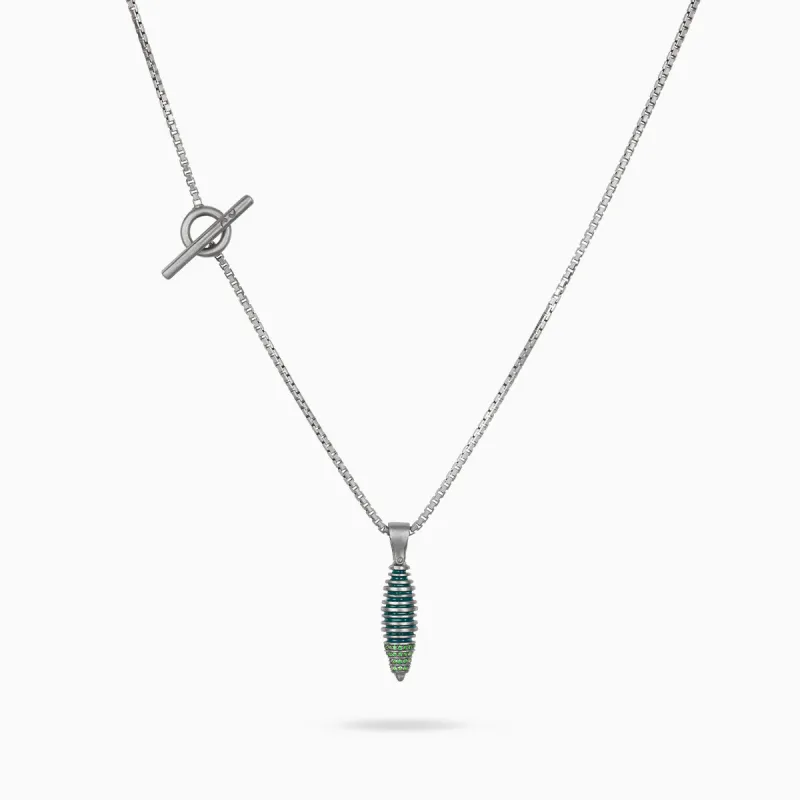 ACIES Cocoon Pendant with Tsavorite and Green Enamel sold by Marco Dal Maso