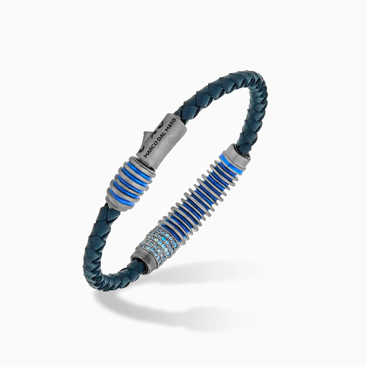 ACIES Black Matte Silver Bracelet with Blue Sapphires and Blue Enamel sold by Marco Dal Maso product image thumbnail 3