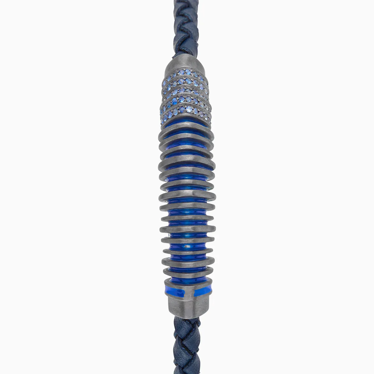 ACIES Black Matte Silver Bracelet with Blue Sapphires and Blue Enamel sold by Marco Dal Maso product image thumbnail 4