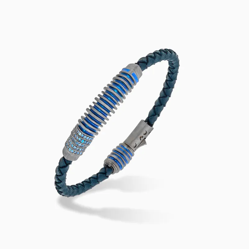 ACIES Black Matte Silver Bracelet with Blue Sapphires and Blue Enamel sold by Marco Dal Maso