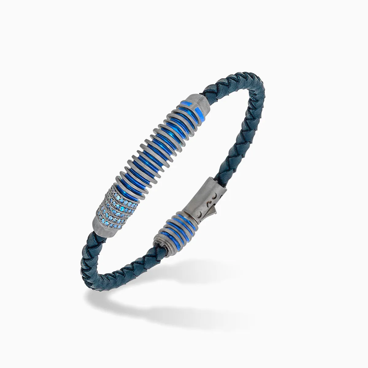 ACIES Black Matte Silver Bracelet with Blue Sapphires and Blue Enamel sold by Marco Dal Maso
