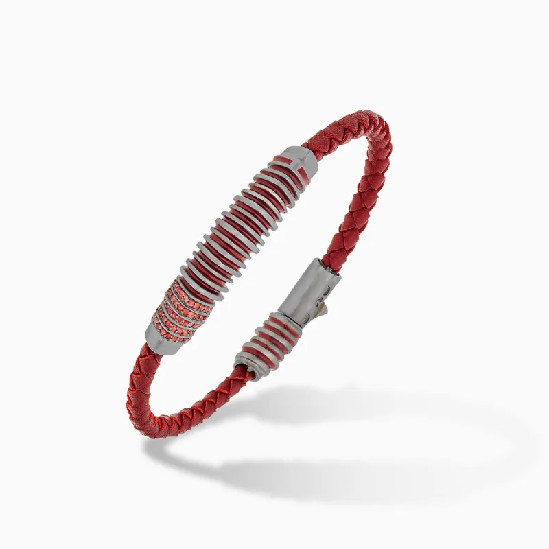 ACIES Black Matte Silver Bracelet with Red Sapphires and Red Enamel sold by Marco Dal Maso