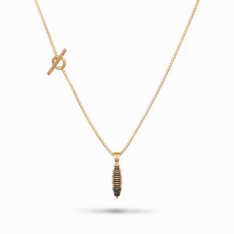 ACIES Cocoon Vermeil Pendant with Black Diamonds and Black Enamel sold by Marco Dal Maso