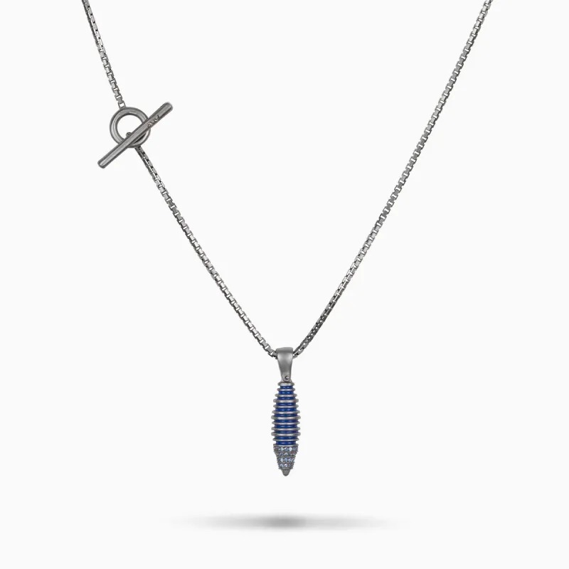 ACIES Cocoon Pendant with Blue Sapphires and Blue Enamel sold by Marco Dal Maso