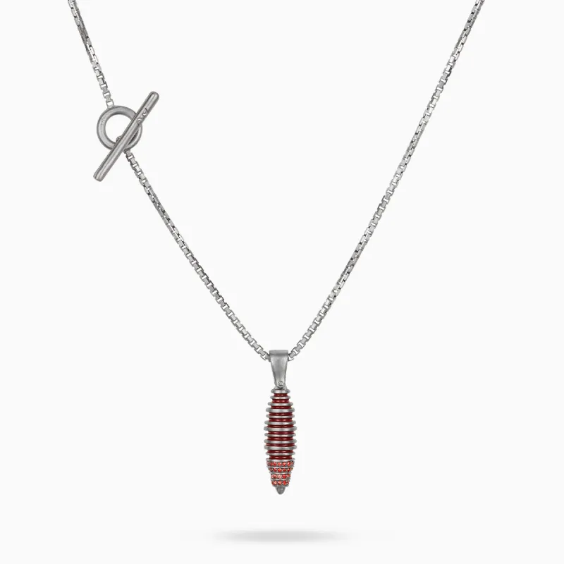 ACIES Cocoon Pendant with Red Sapphires and Red Enamel sold by Marco Dal Maso