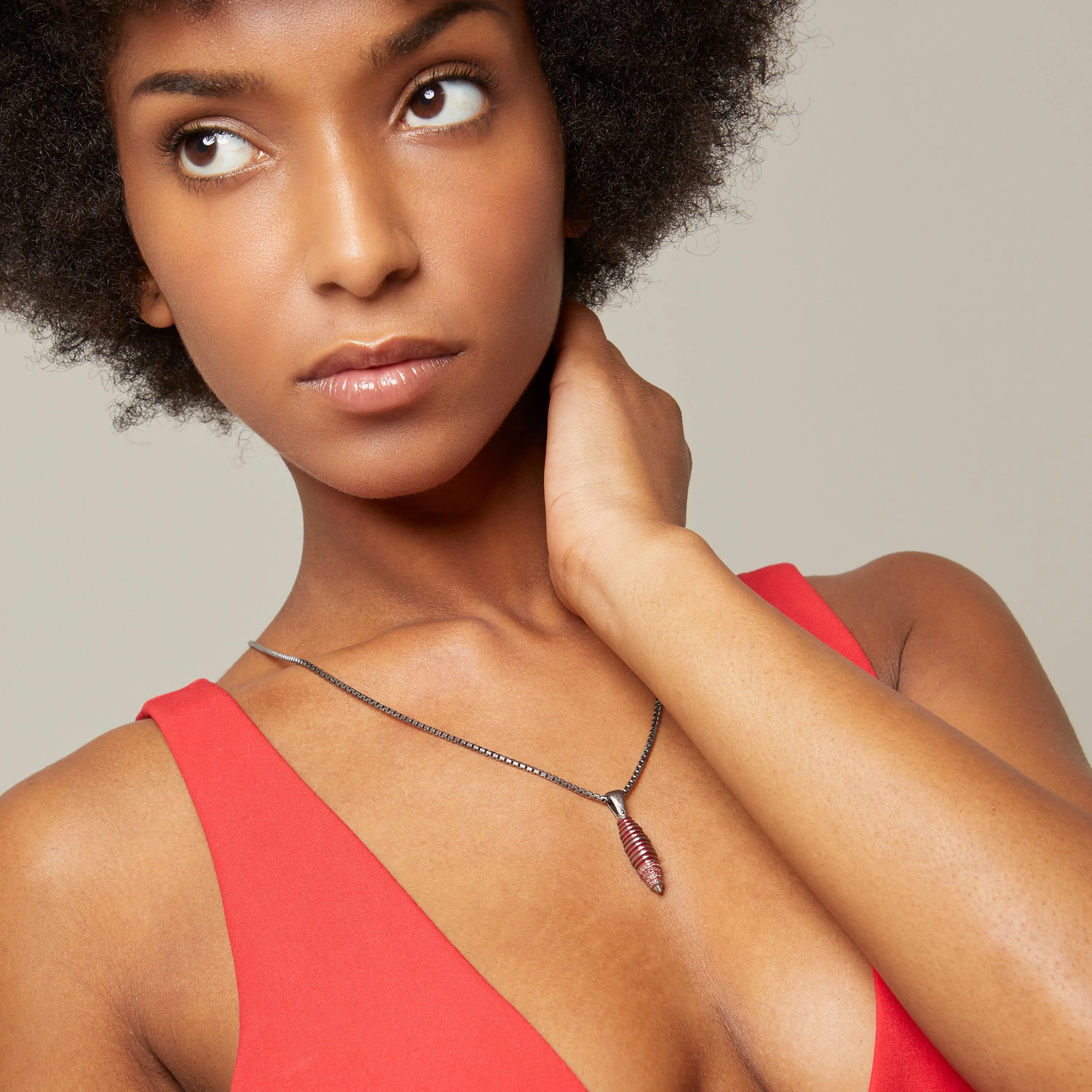 ACIES Cocoon Pendant with Red Sapphires and Red Enamel sold by Marco Dal Maso product image thumbnail 2