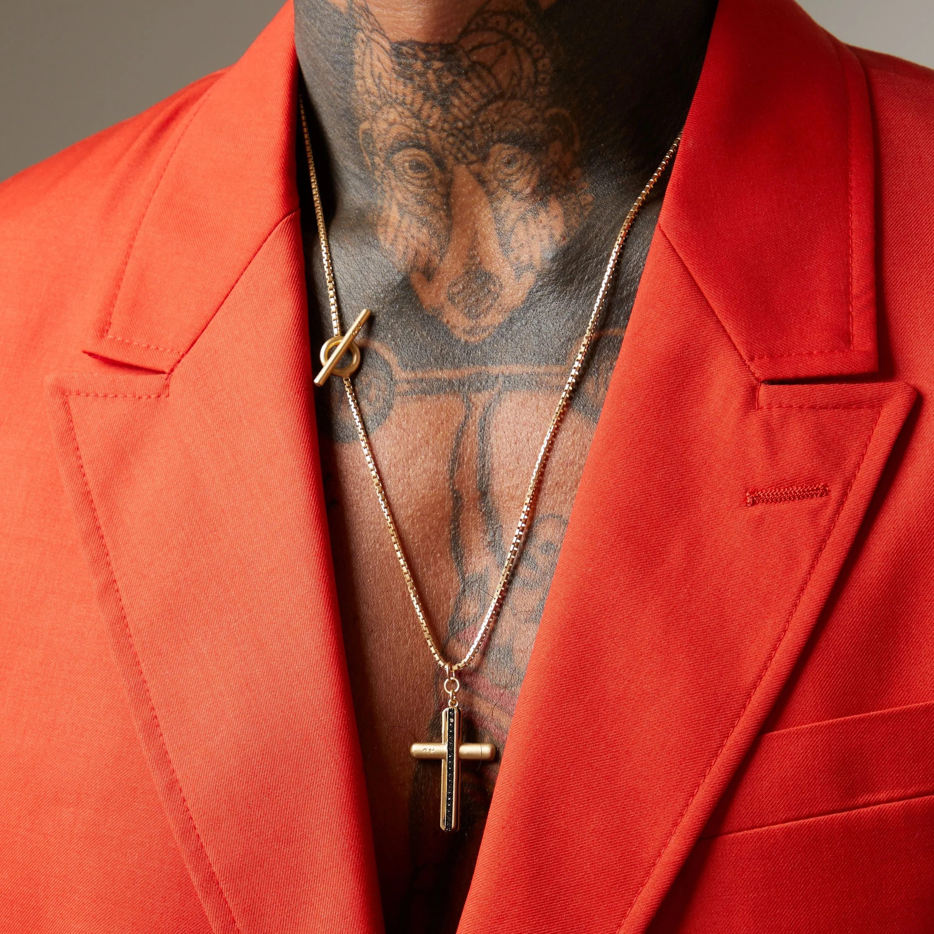 ACIES Matte Vermeil Cross Pendant with Black Diamonds and Black Enamel sold by Marco Dal Maso product image thumbnail 2