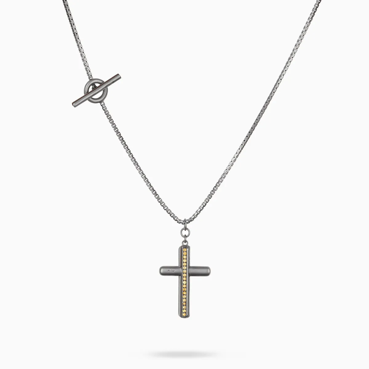 ACIES Cross Pendant with Yellow Sapphires and Brown Enamel sold by Marco Dal Maso