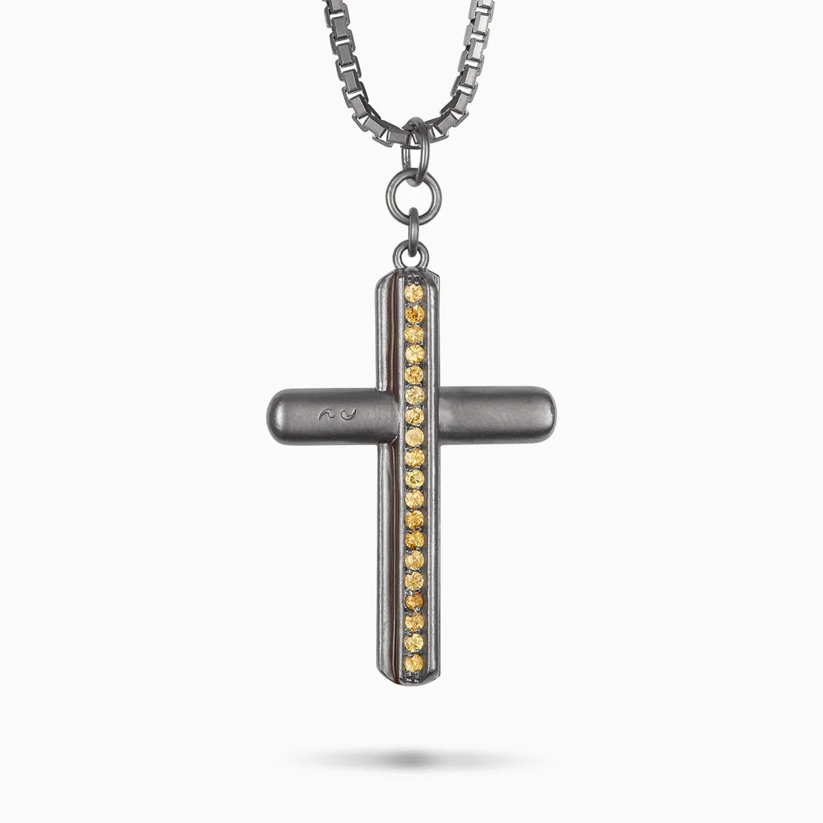 ACIES Cross Pendant with Yellow Sapphires and Brown Enamel sold by Marco Dal Maso product image thumbnail 3