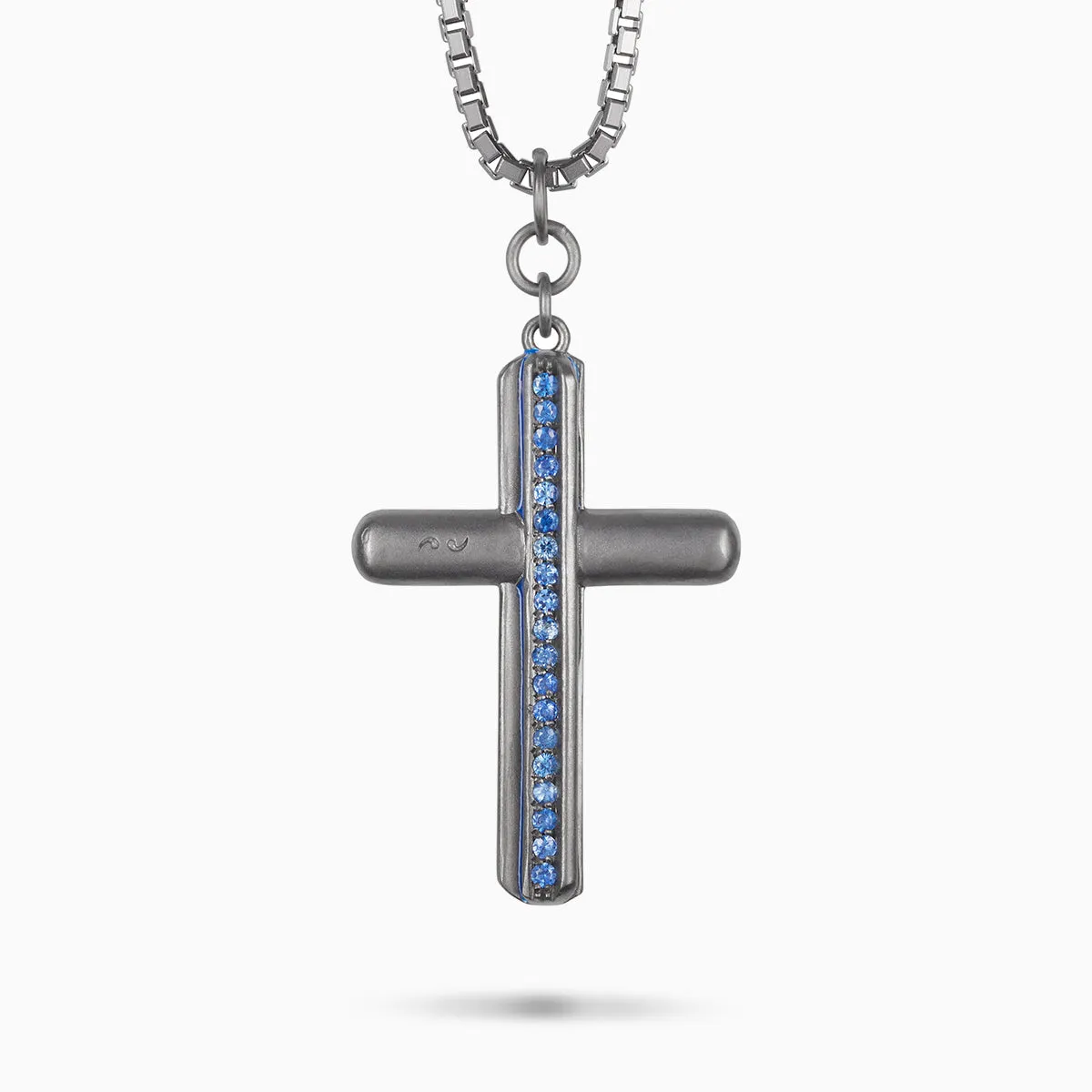 ACIES Cross Pendant with Blue Sapphires and Blue Enamel sold by Marco Dal Maso product image thumbnail 3
