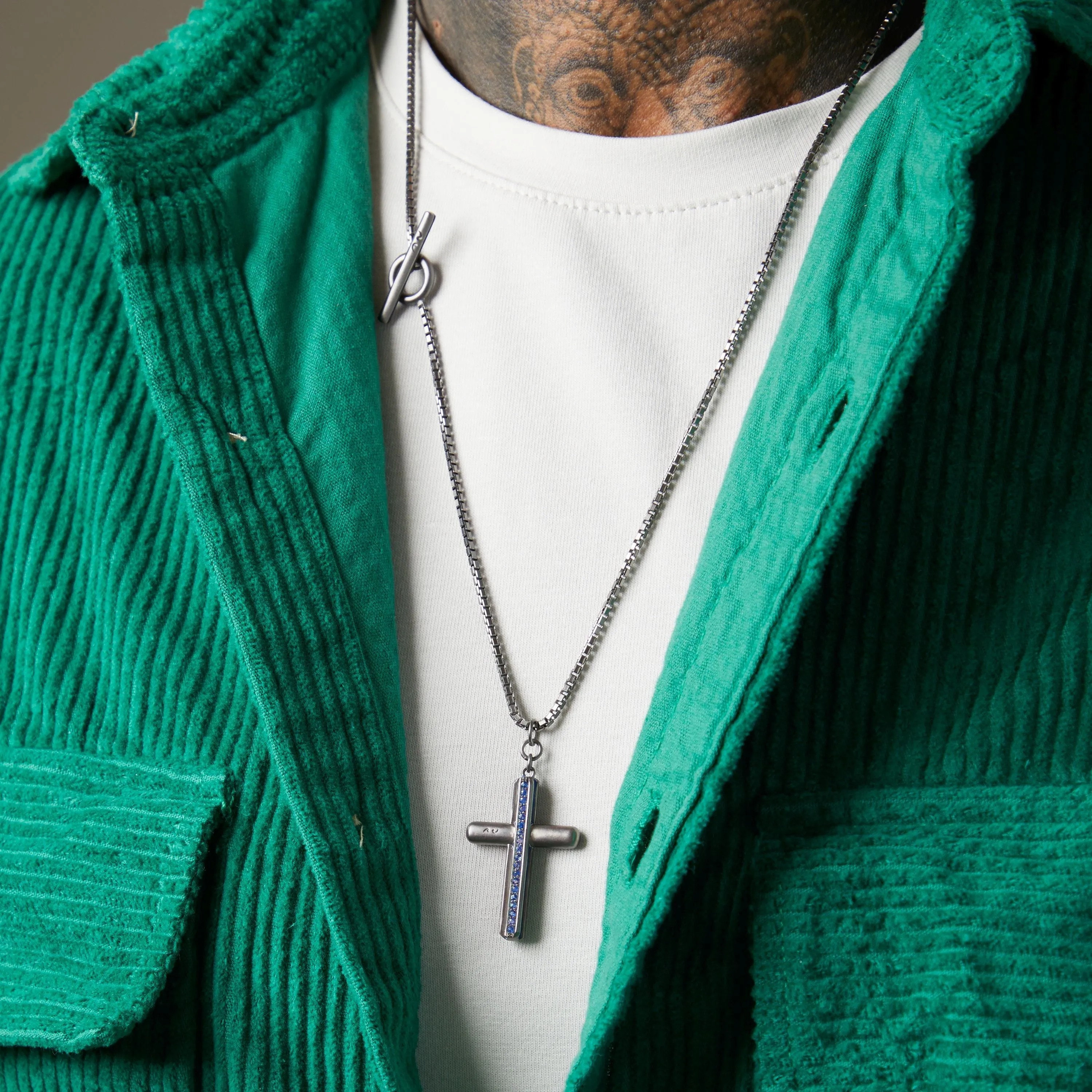 ACIES Cross Pendant with Blue Sapphires and Blue Enamel sold by Marco Dal Maso product image thumbnail 2